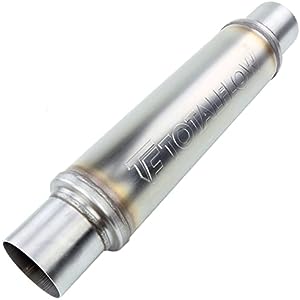 TOTALFLOW 20116 Straight Through Universal Exhaust Muffler - 409 Stainless Steel - 2.5 Inch Inner Diameter Inlet / Outlet