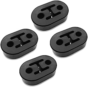 4PCS Car Exhaust Rubber Hanger, 2 Holes 11mm (0.43inch), Universal Exhaust Insulator Muffler Hanger, Muffler Bracket Bushing Mount(Black)