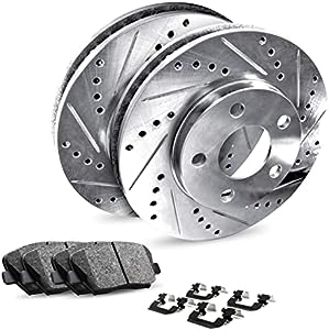 R1 Concepts Rear Brakes and Rotors Kit |Rear Brake Pads| Brake Rotors and Pads| Ceramic Brake Pads and Rotors |Hardware Kit |fits 2005-2016 Honda CR-V, 2010-2018 Acura RDX