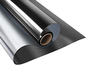 KESPEN Window Film One Way Reflective Daytime Privacy Heat Blocking Anti UV Mirror Window Tint for Home and Office, Black-Silver, 35.4 Inch X 6.5 Feet