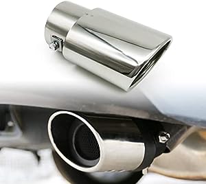 Car Exhaust Tip Stainless Steel, 2.5" to 3.3" Adjustable Car Decoration Chrome-Plated Finish Exhaust Tailpipe Tip Bolt/Clamp On Design Car Universal Exhaust Tip (Silver)
