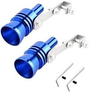 Miytsya 2 PCS Turbo Sound Whistle Simulator, 4.05In x 2.32In Universal Aluminum Turbo Sound Whistle Exhaust Muffler Pipe Blow off Valve Muffler Sound Booster Car Styling Running Accessories (Blue)