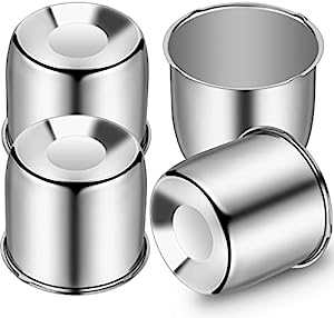 Tallew 4 Pcs Push Through Wheel Center Caps 4.25 Inch Stainless Steel Push Through Center Caps Car Trailer Wheel Center Caps for Truck Auto Wheels and Rims, Silver
