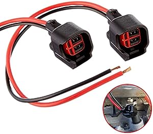yonwait 2 PCS EV6 EV14 Nozzle Connector with Wire, Sealed Waterproof Harness Connector (Black)