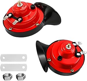 2PCS 300DB Super Loud Train Horns, 12V Waterproof Air Horns Replacement Kit, Car Air Electric Snail Double Horn, Automotive Accessories Universal for Car, Motorcycle, Truck, Bike, Boat