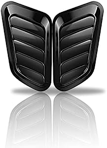 Ajxn 2PCS Intake Scoop Turbo Bonnet Vent Hood Air Vent Trim Cover Hoods Vents Bonnet Cover Hood Scoop for Cars Cold Air Flow (Black)