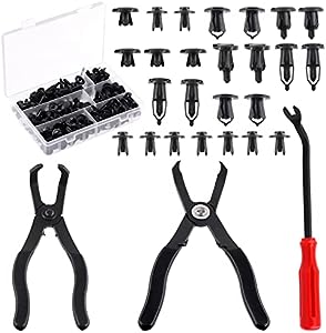 Mardatt 103 Pcs Push-Type Bumper Fasteners Rivet Clips Assortment Kit with 6 Size Door Trim Panel Clips, 30 and 80 Degree Angled Push Pin Pliers, Fastener Removal Tool for Car