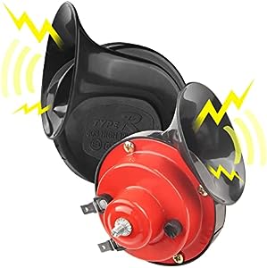 Super Loud Car Horn 2PCS, 12V Waterproof High Bass Car Horn Electric Snail Speaker - Horn Kit Replacement for Cars,Motorcycles,Truck,Bike,Boat