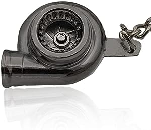 Turbo Turbocharger Keychain- Key Chain Ring Spinning TurboTurbocharger Keychain Compressor Key Chain Ring Keyring Keyfob( Gunblack)