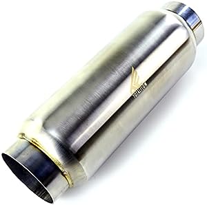 TOTALFLOW 12102 Mini Race Exhaust Muffler | 304 Stainless Steel | 2" Inner Diameter Inlet - 2" Outer Diameter Outlet | Resonator