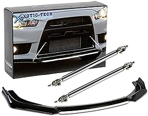 Xotic Tech Front Bumper Lip Chin Spoiler Splitter Diffuser Protector Body Kit with Adjustable 10"-13" Support Splitter Rod Compatible with Honda Accord Civic, Volkswagen MK5 MK6 MK7, Black w/White