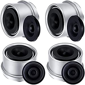 Trailer Bearing Dust Cap 4 Pieces Trailer Axle Grease Cap Wheel Center Caps Lube Grease Covers with 4 Rubber Plugs Replacements for Trailer Wheel Hubs(1.98 Inches for 2,000 to 3,500 lb)