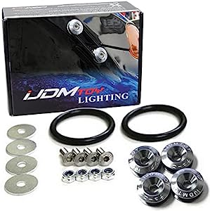iJDMTOY Universal Fit Gun Metal Grey Finish JDM Quick Release Fastener Kit Compatible With Car Bumper Trunk Fender Hatch Lid
