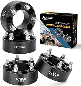 Wheel Spacers for TJ,YJ, KSP 4Pcs 2" 5x4.5 to 5x4.5 (5x114.3) Thread Pitch 1/2-20 Hub Bore 82.5 mm 5 Lug 50mm Wheel Adapters for Cherokee Comanche Wrangler Grand Liberty, Black
