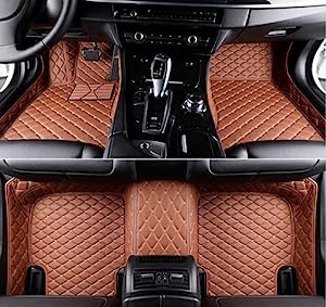 ZPXJSM Custom Making Car Floor Mats for 95% Sedan SUV Sports Car Full Coverage Cute Men Women Pads Protection Non-Slip Leather Floor Liners (Light Brown)