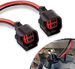 Sodcay 2 PCS EV6 EV14 Injector Connector, Fuel Injector Connector with Wire, Fuel Injector Pigtail Connector Plug Wire, for Most Cars SUVs and Trucks (Black)