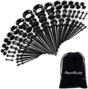 50 Pieces Ear Stretching Kit 14G-00G by JieyueJewelry - Acrylic Tapers and Plugs + Silicone Tunnels - Ear Gauges Expander Set Body Piercing Jewelry