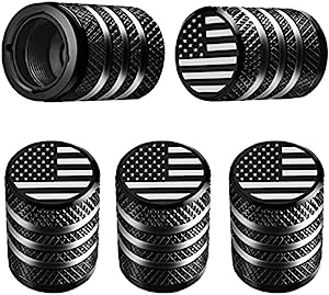 Tire Valve Stem Cap Cover - (5 Pack) Tire Air Cap Metal with Plastic Liner Corrosion Resistant Leak-Proof American Flag for Car Truck Motorcycle Bike