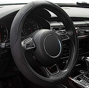 Xizopucy Car Steering Wheel Cover,14.5-15 Inch Black Universal Microfiber Leather Auto Steering Wheel Covers Breathable Anti-Slip Odorless Steering Wheels Accessories for Men Women