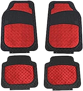 Automotive Floor Mats Red Universal Fit Climaproof for All Weather Protection Heavy Duty Rubber fits Most Cars, SUVs, and Trucks, Trim to Fit Design FH Group F11315RED