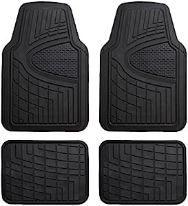 Automotive Floor Mats Black Universal Fit Heavy Duty Rubber fits Most Cars, SUVs, and Trucks, Full Set Trim to Fit FH Group F11311BLACK